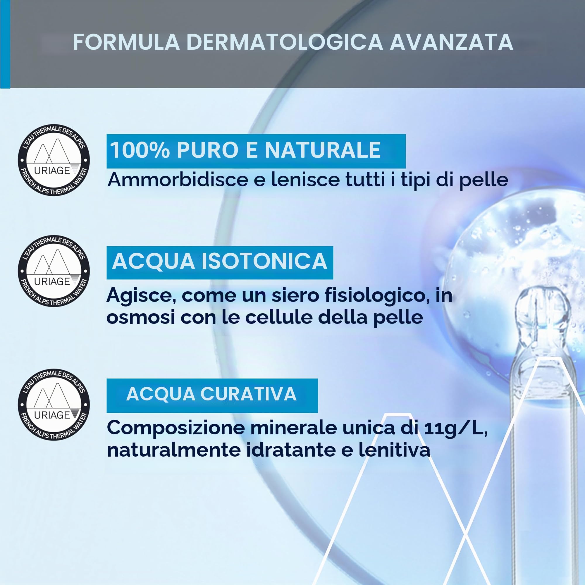 URIAGE EAU THERMALE D'URIAGE Spray - 100% Pura E Naturale - 32% Di Idratazione Dopo 1 Ora - Idrata - Lenisce - Protegge - Spray Fresco - Multiuso - Per Tutta La Famiglia