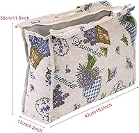 Vista 3 de GOTOTOP Bolsa organizadora de hilo para tejer, bolsa de almacenamiento para agujas de tejer, bolsa de almacenamiento de tela tejida con mango