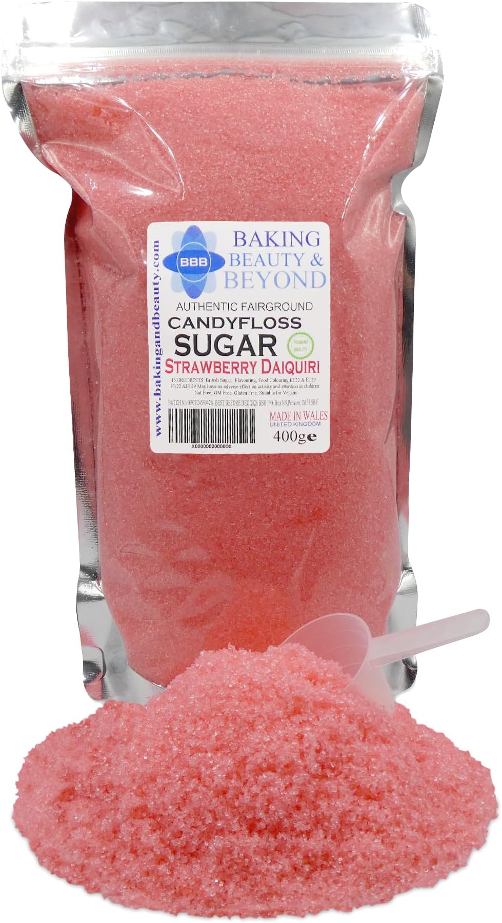 Baking Beauty and Beyond Premium Candy Floss Sugar 400g - Strawberry-Daiquiri Flavour