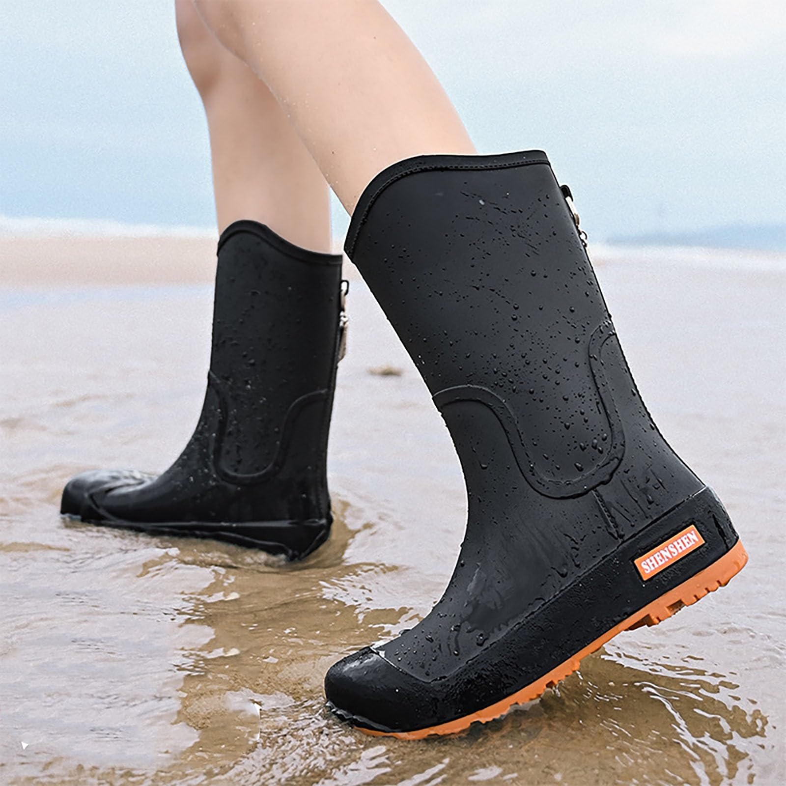 Bottes en caoutchouc pour femme, chaussures de jardin courtes, confortables et respirantes, chaussures de pluie, bottes de travail mi-hautes, bottes de couverture​ imperméables antidérapantes adaptées
