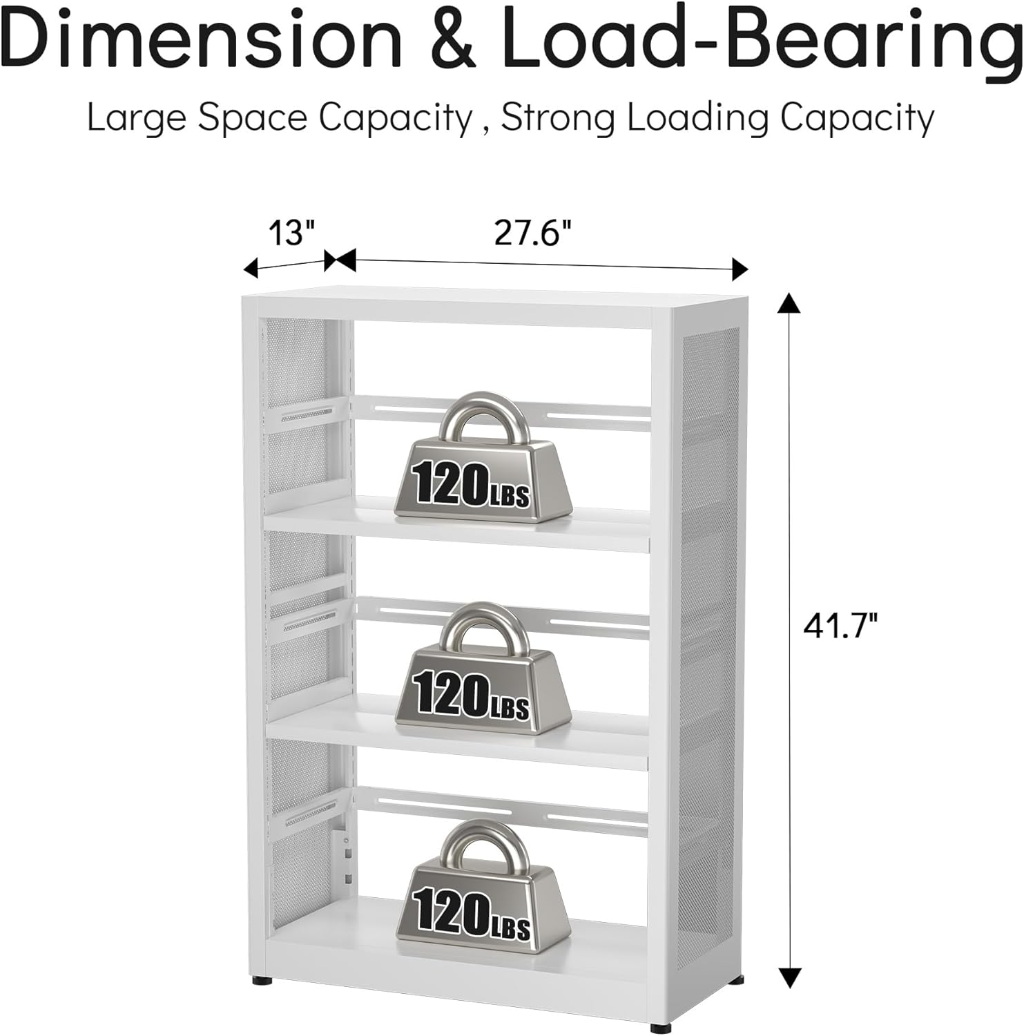 Polup [Industrial Grade] Mobile 3 Tier Bookshelf, Metal 3 Shelf Bookcase on Wheels, Heavy Duty Book Shelf for Small Space, Book Case for Home Office, Living Room, School, Assembly Required, White