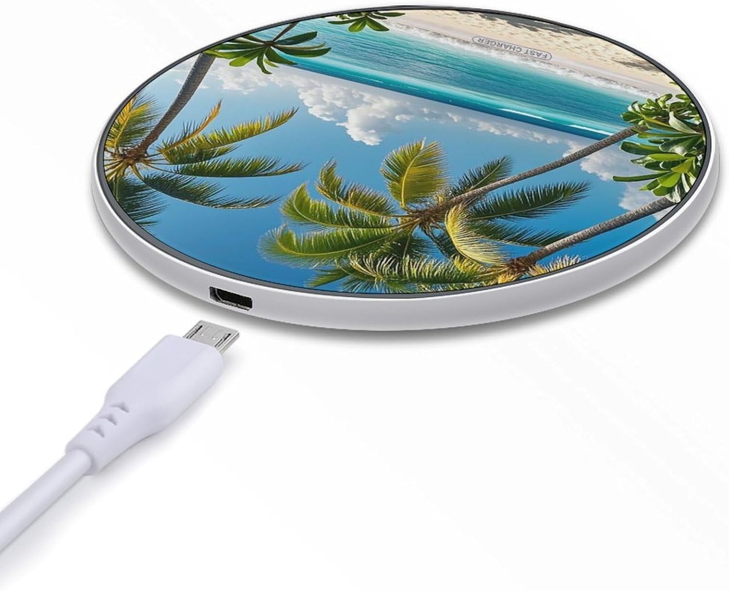 Hawaiian Style Print Pattern Wireless Charger 10W Portable Fast Wireless Charging Pad Compatible with Phone Slim Charging Station Lightweight Charger Mat Charging Block for Travel Home Office image 5