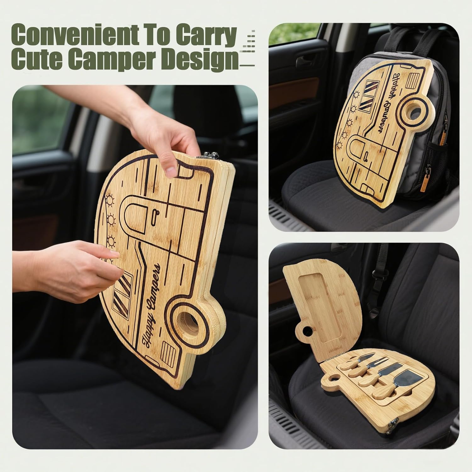 Foldable RV Charcuterie Boards, Camping RV Essentials with Cheese Knife Set, RV Camper Accessories as Birthday House Warming Wedding Gifts for Women Couples Mom, Camper Must haves RV Gifts
