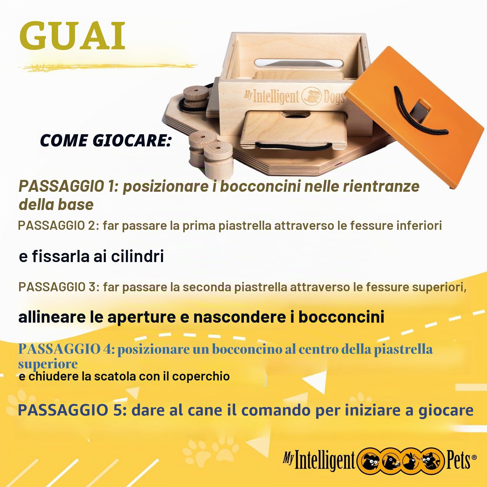 My Intelligent Pets Giocattoli interattivi per Cani di Legno Trouble Giocattolo intelligente per cani Distributore di Dolcetti Interattivo Giocattolo per Cuccioli, giochi di Attivazione Mentale