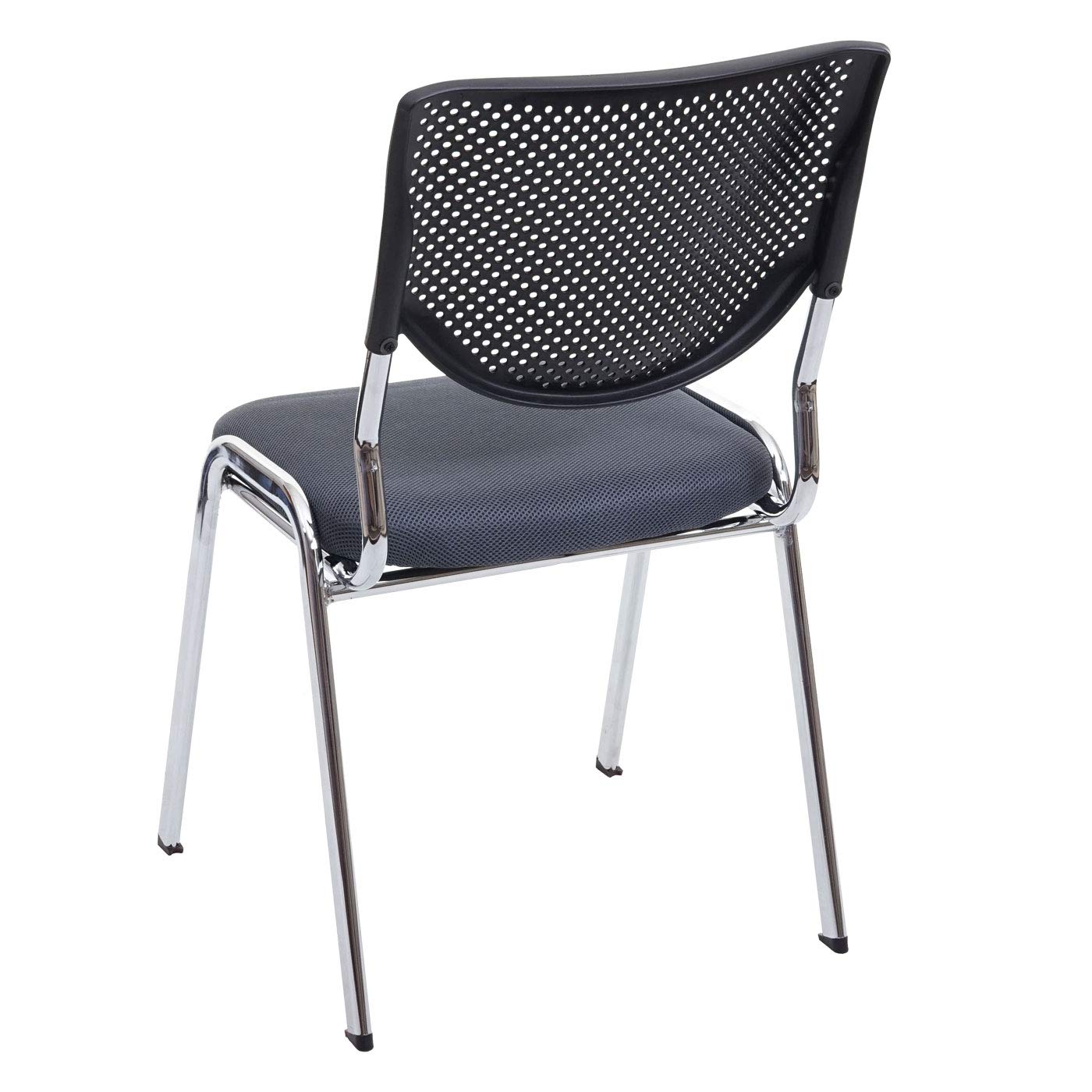 Mendler 4X Chaise Visiteur T401 Tissu Textile siége Gris foncé Pieds chromés