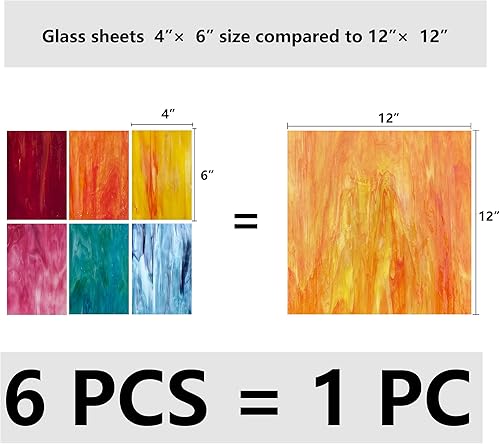 Miniatura 3 de Hojas de mosaico de vitrales de 12 x 12 pulgadas, paquete de 6 (total 5.8 pies cuadrados), coloridas hojas de arte y manualidades para aficionados y