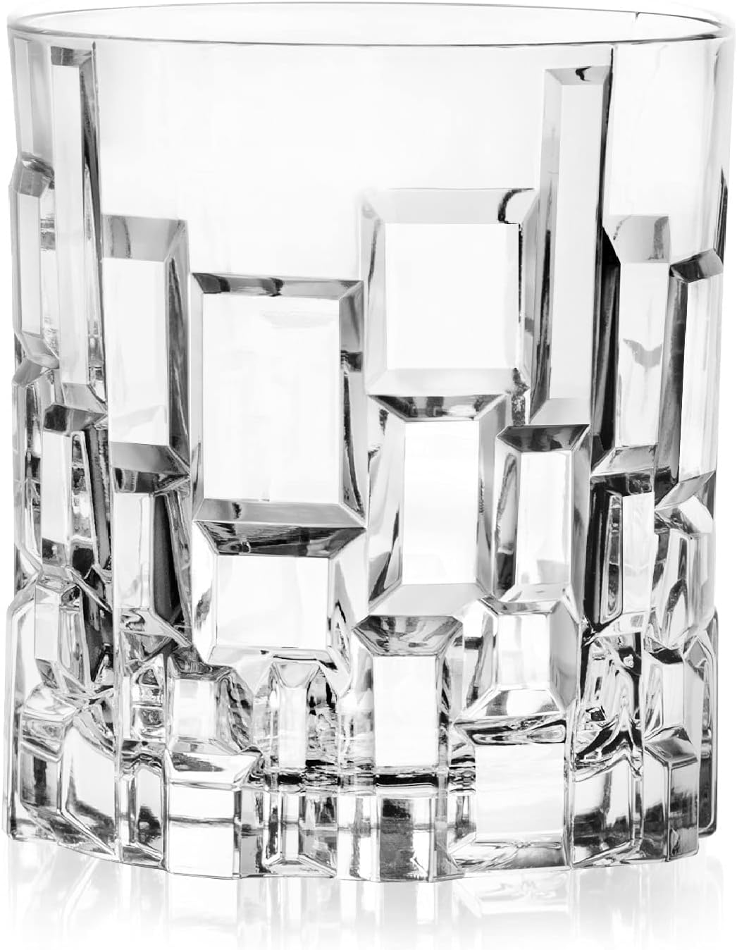 Cristalleria Italiana ETNA Double Old Fashioned Crystal Whiskey Glasses - Set of 6 (330 ml,Italy Made)