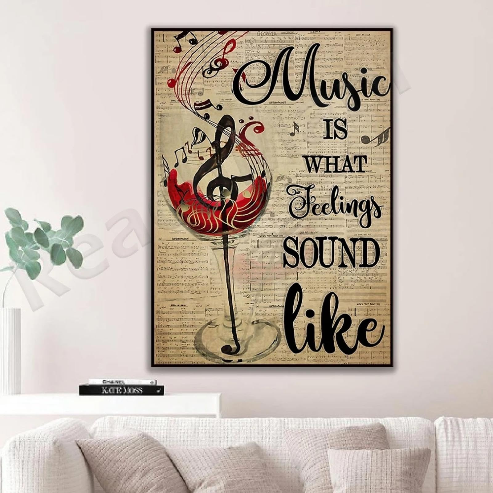 MAIMANG Poster musicale per amanti del vino e della musica È ciò che suonano i sentimenti Poster per sala concerti con cornice 60x90cm
