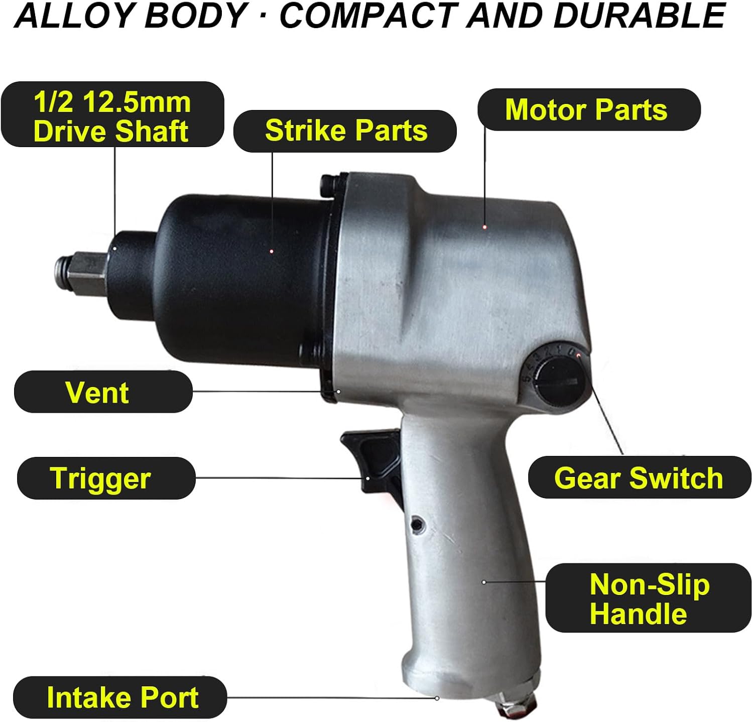 Vanwoke 1000 N.m High Torque 1/2-Inch-Drive Air Impact Wrench With 5-Mode Speed 6000Rpm Twin Hammer Impact Wrench Kit Heavy-Duty All-Metal Build With 9 Pcs Impact Sockets And Portable Cases
