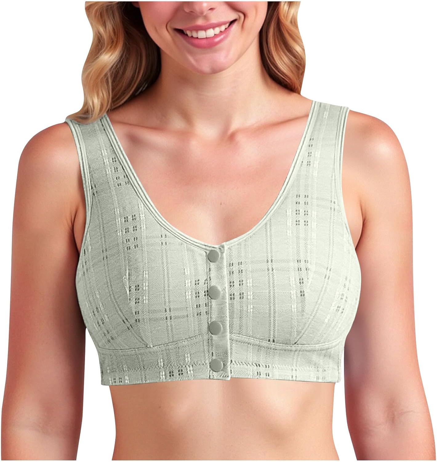Daisy Bras for Older Women Front Closure Push up Bra Soft No Underwire Senior Bra with Snaps Breathable Bralette