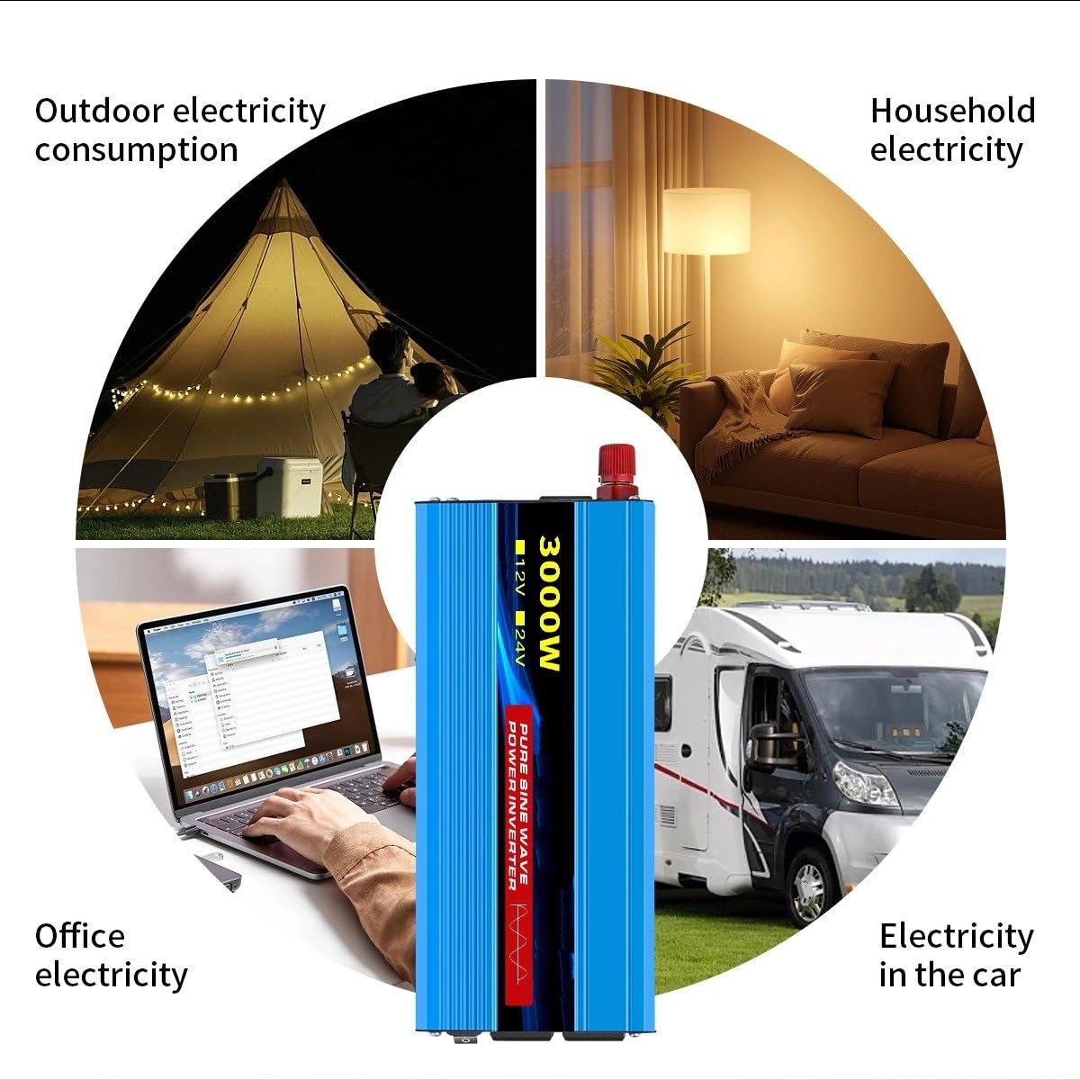 Inversor De Corriente Onda Sinusoidal Pura De 12 V/24 V A 110 V CA 16000 W 4000 W 60 Hz Solar Con LED Y Enchufe Estadounidense Accesorios Para Coche Inversor Onda Pura Convertidor(12V 110V 1000W 60HZ)