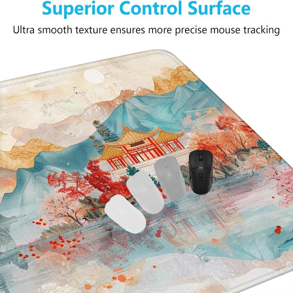 Giapponese Tappetino Mouse XXL 1000x500x3mm, Gaming Tappetino Mouse Paesaggio Mousepad con Base in Impermeabile Gomma Antiscivolo per Tastiera, PC, Computer Ufficio Idea Regalo Festa del Papà X-906