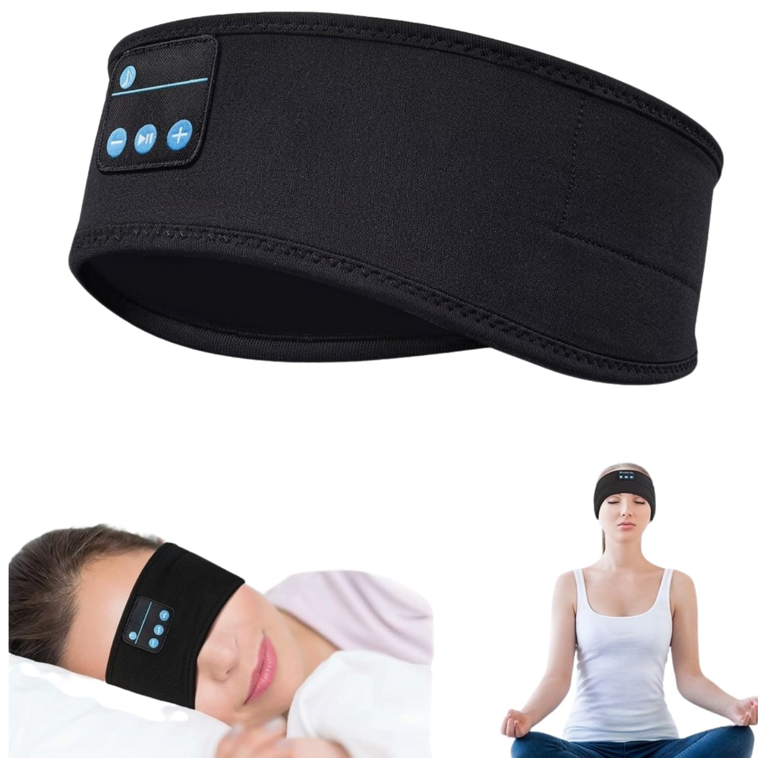 fluxbox Music Headband Workout Running Yoga Sleep Headphones Bluetooth Headband Upgrage Soft Sleeping Wireless Music Sport Headbands Long Time Play Sleeping Headsets with Built in Speakers | Black-picture-37