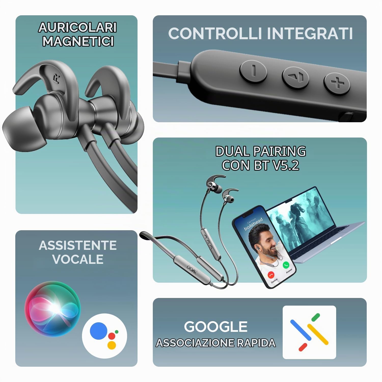 boAt Rockerz 255 Pro +, batteria 60 ore, ricarica rapida, IPX7, doppio accoppiamento, bassa latenza, auricolari magnetici, archetto da collo Bluetooth, wireless con microfono (grigio cosmico)