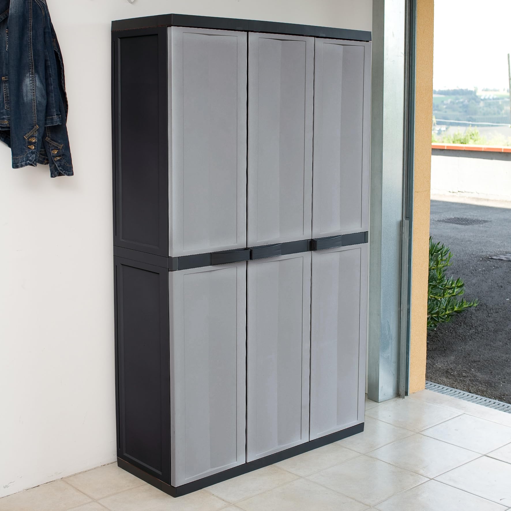 TOOMAX Kleiderschrank Trend Midi 3-türig schwarz/basaltgrau 97x37x165 cm aus recyceltem Kunststoff UV-beständig abschließbar