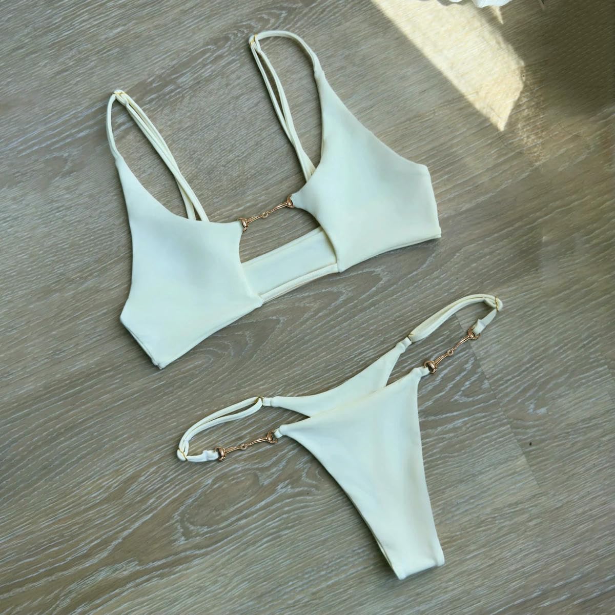 Damskie bikini z poliamidu | 2026 SML kobiety Hollow jednokolorowe bikini brazylijskie stroje kąpielowe bandeau kostiumy kąpielowe