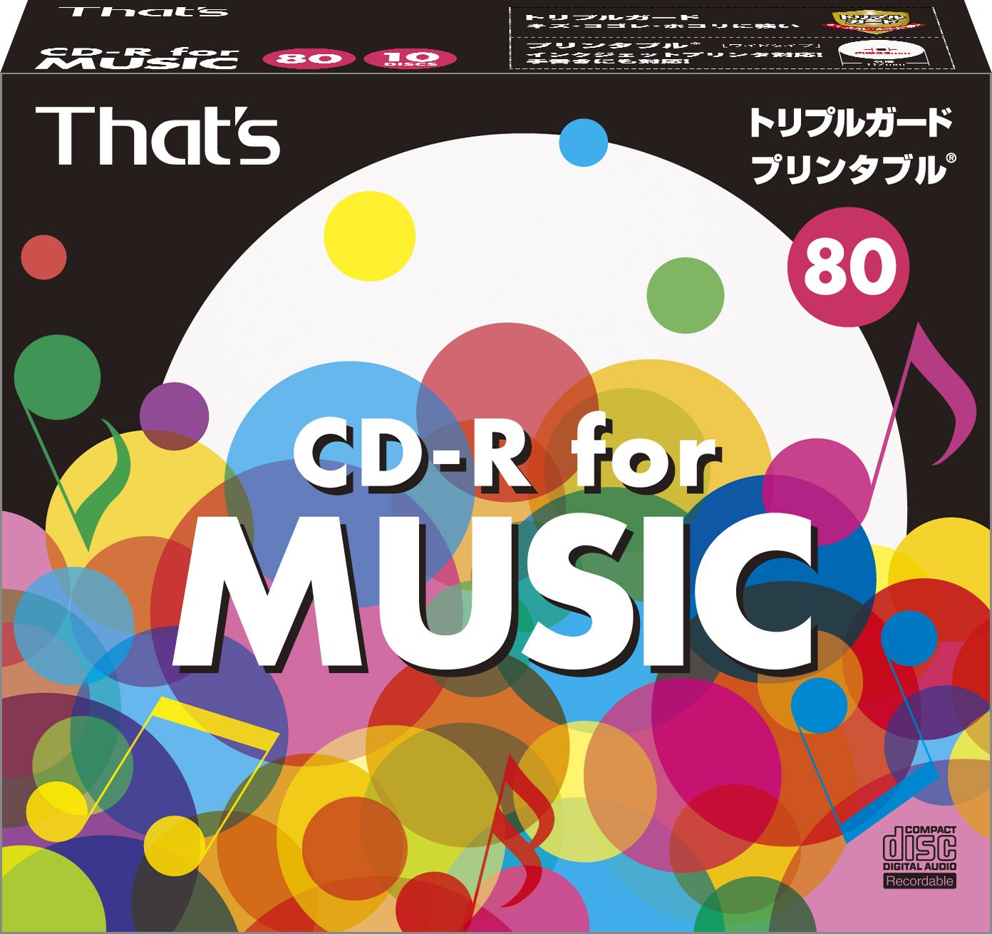 Amazon.co.jp: 太陽誘電製 That's CD-R音楽用 24倍速80分 ワイド
