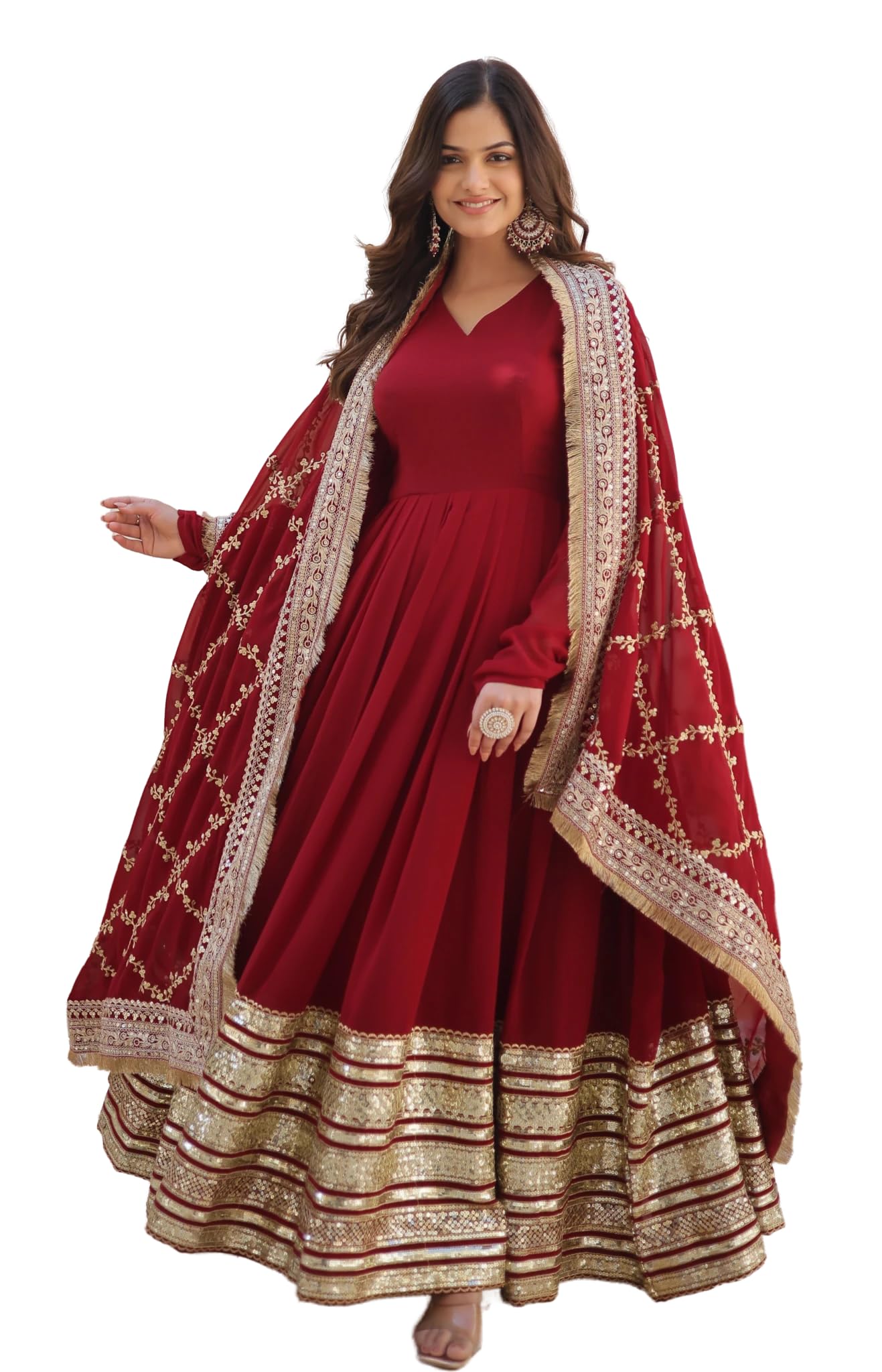 Georgette Solid Anarkali Dress for Women