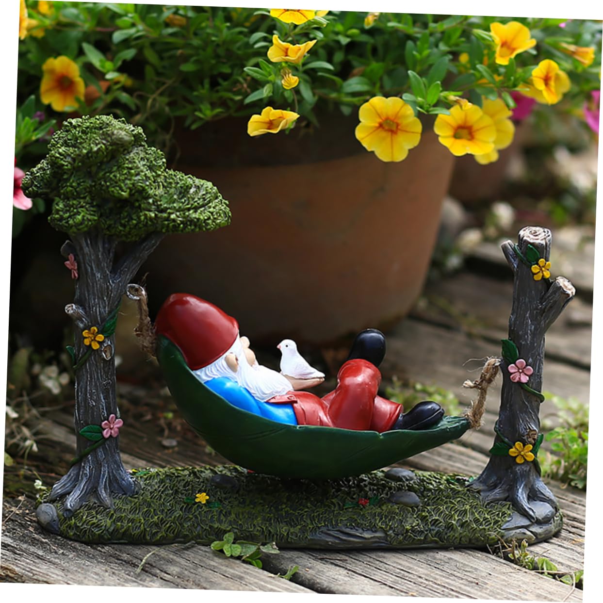 BESPORTBLE GNOME Décoratif Résine pour Jardin Ornement GNOME De Noël avec Hamac Cadeau De Fêtes Original