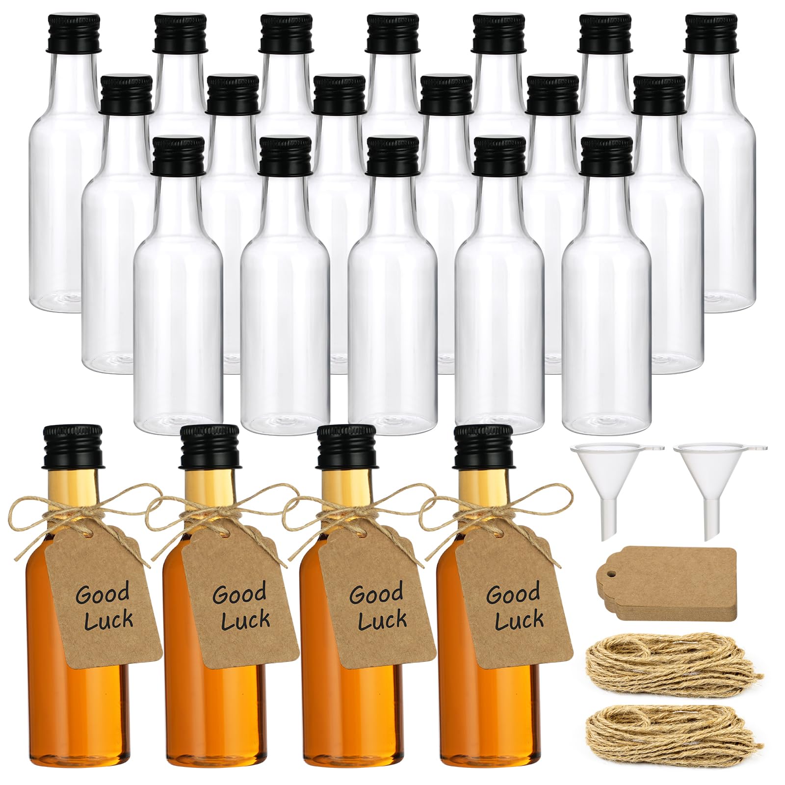 12 Mini Bottiglie Per Liquori 60ml Con Tappi E Imbuto | Bottigliette Vetro Per Olio, Sciroppo, Regali - Foto 7