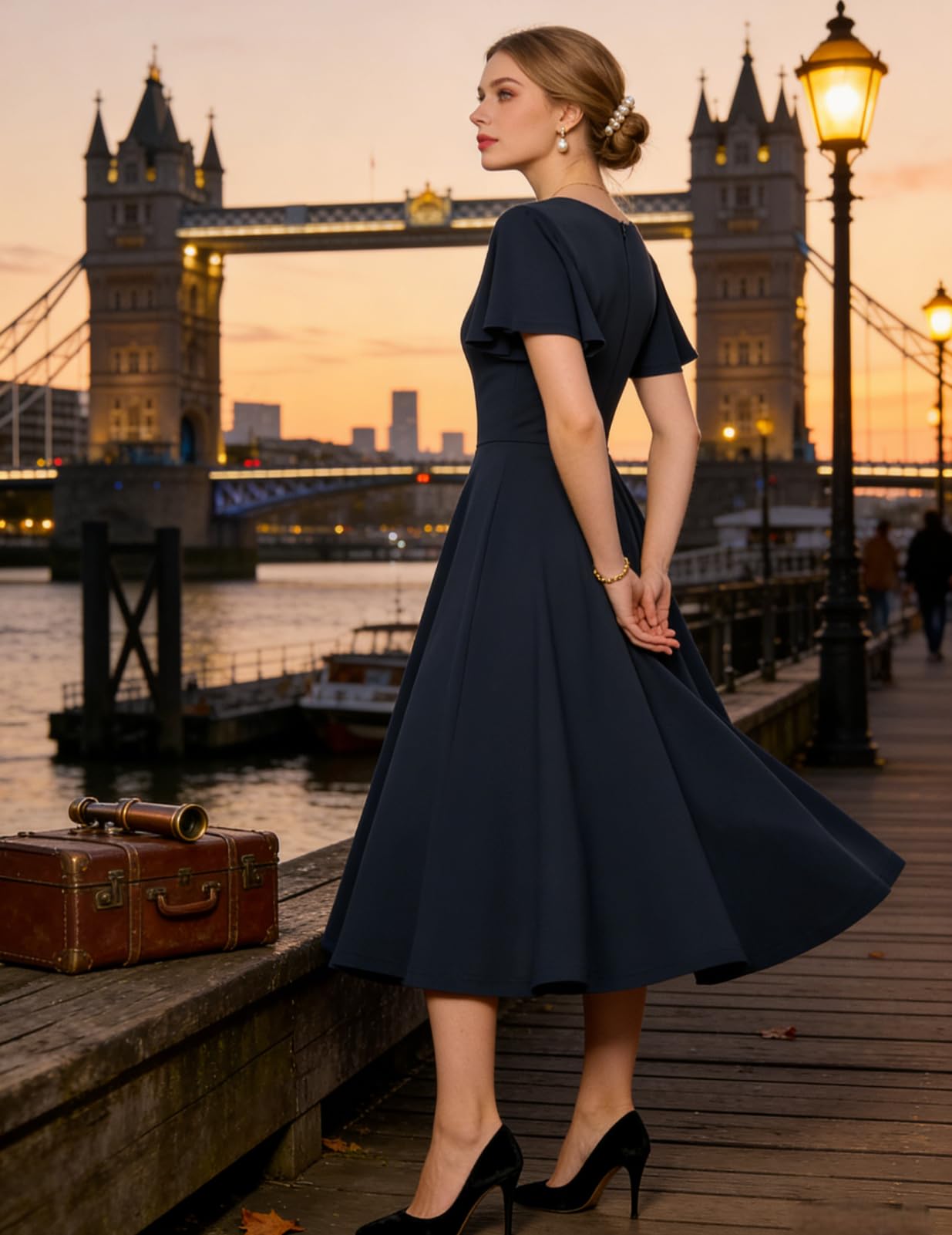 Bridesmay Hochzeitskleider 2025, kurzärmelig, bescheidene A-Linie, Midi-Kirche, Teeparty-Kleid
