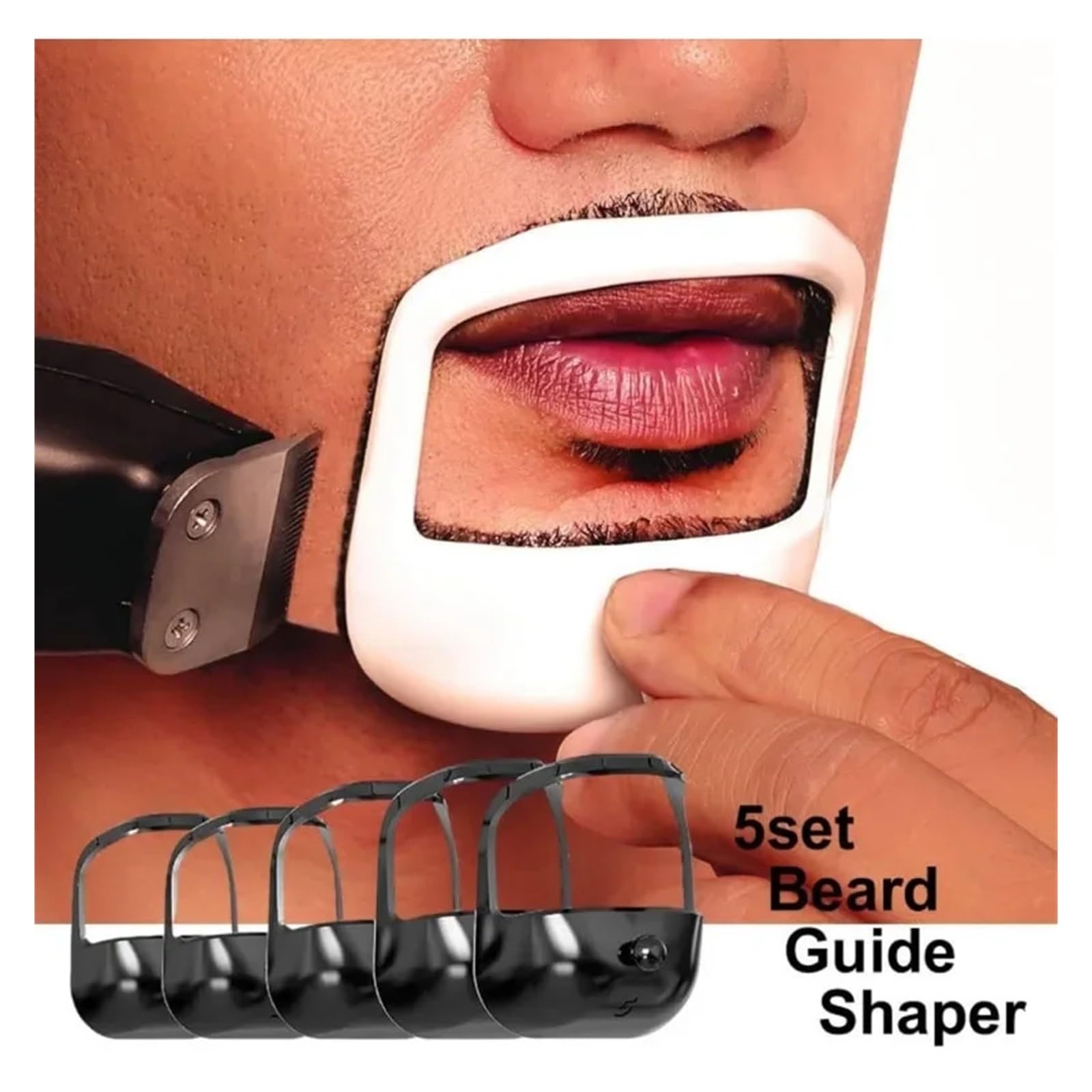 5 Stück Bart-Styling-Schablonen Bartformer Bartformungswerkzeug Männer Spitzbart Schnurrbart Pflegewerkzeug Gesichtshaar-Styling-Vorlage For Männer(5 PCS White)