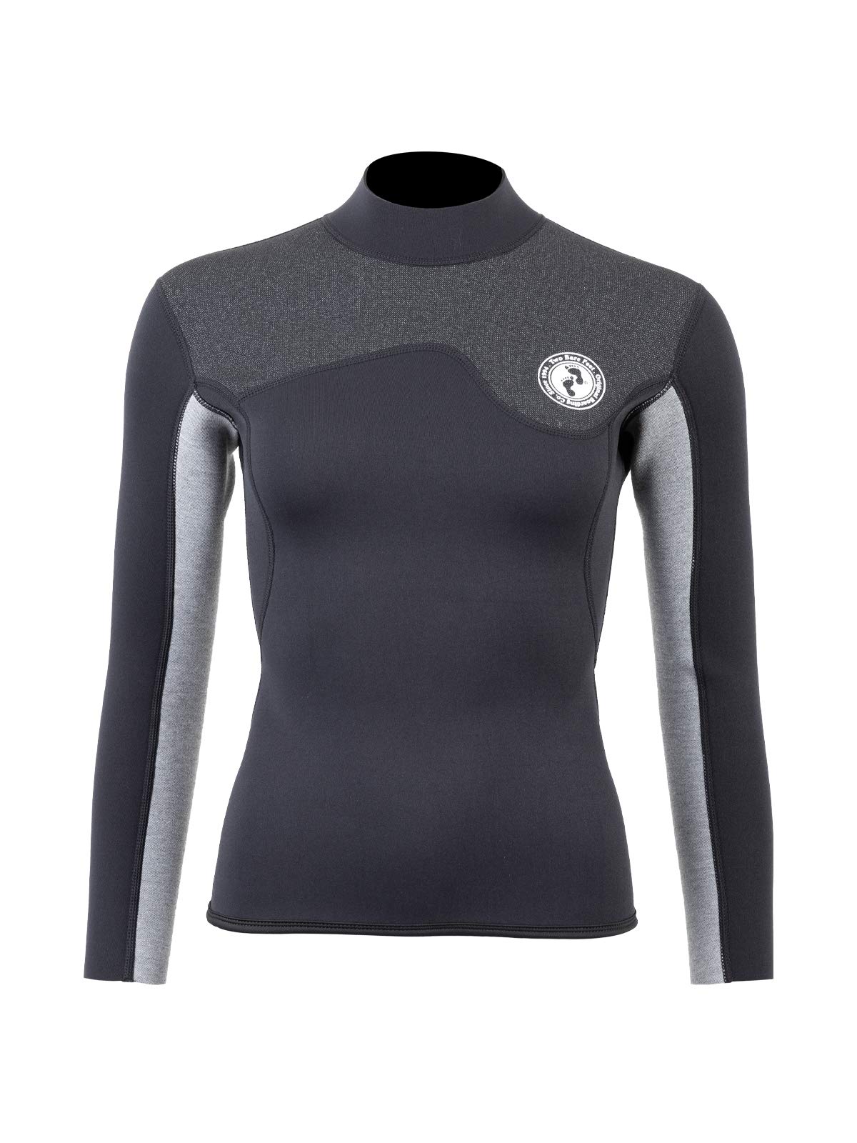 Two Bare Feet Women's Heritage Neoprene Wetsuit Jacket — Front Zip Surf Top for Swimming, Paddleboarding & Watersports | Lightweight, Flexible & Warm (Aspect Backzip (Black/Grey/Grey), S) — image 1