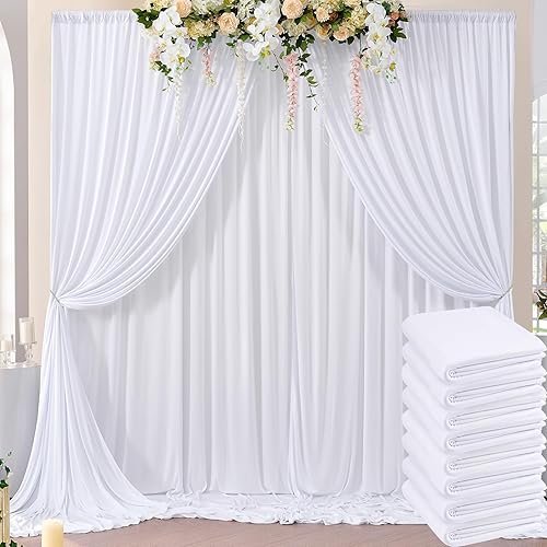 Miniatura 1 de Cortinas de fondo blancas sin arrugas de 40 x 10 pies para fiestas, cortinas de poliéster grueso para cumpleaños, boda, fotografía, decoración del