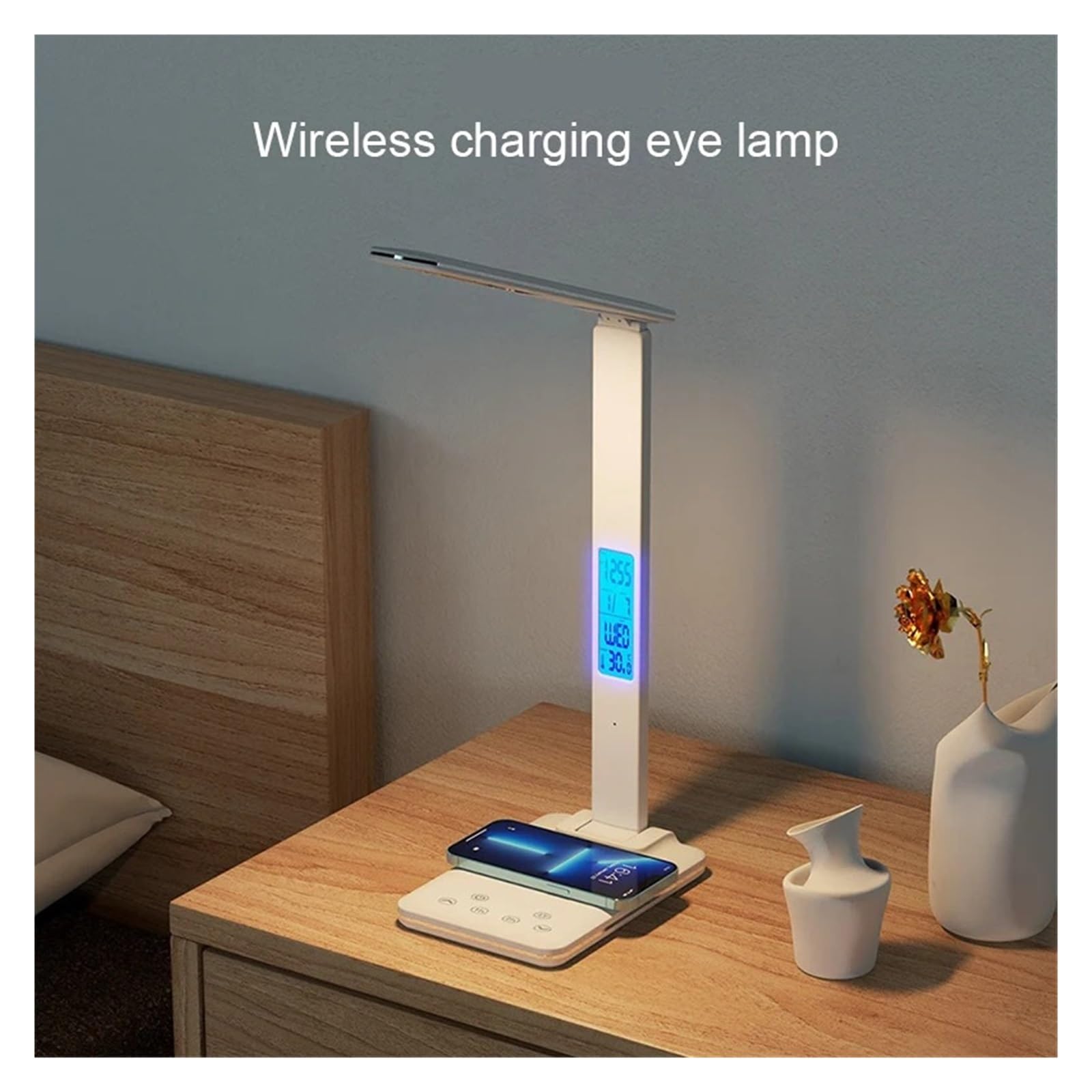 Lampada da scrivania a LED con caricatore e presa USB for comodino, luce notturna touch dimmerabile, accattivante for la lettura dei giochi a casa