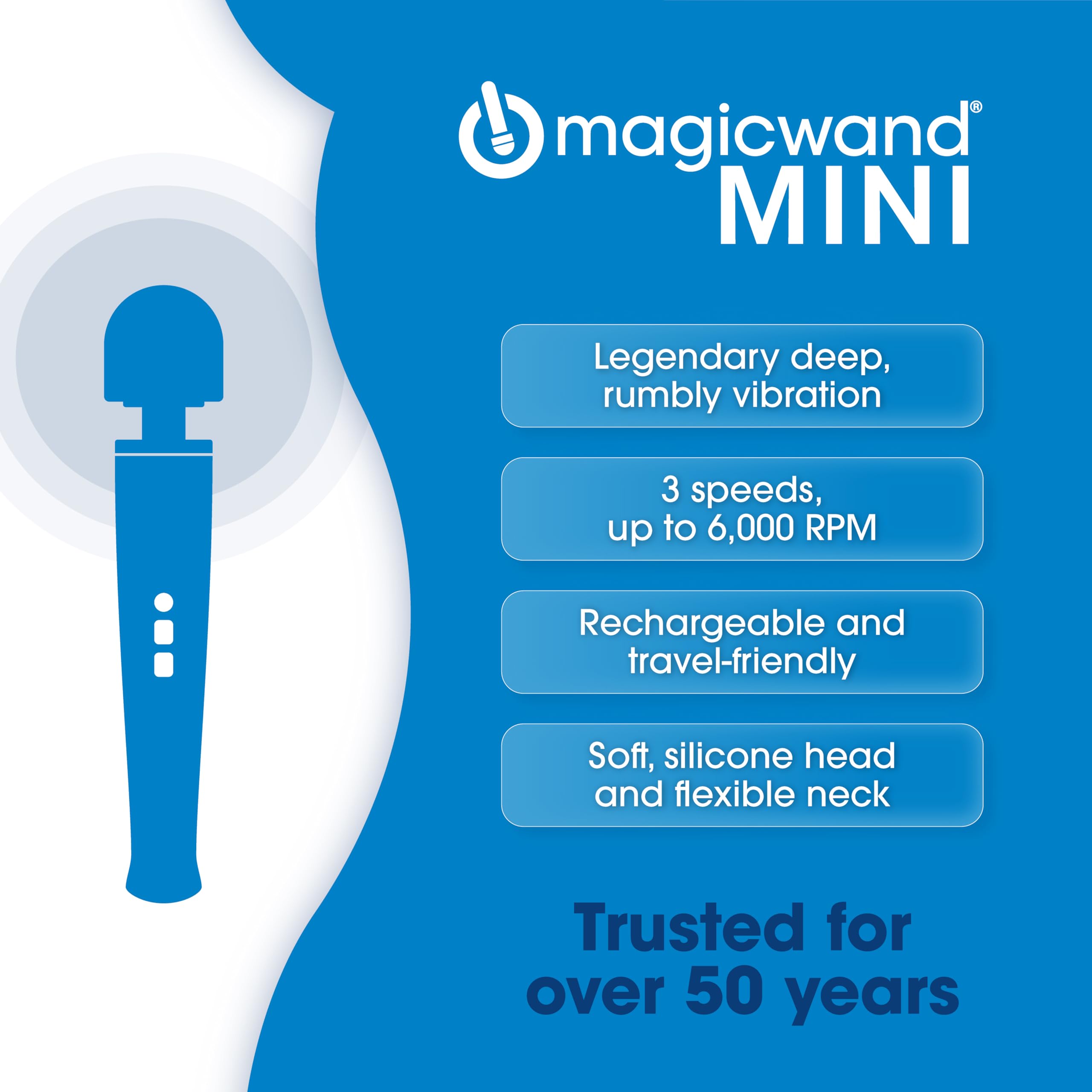 Magic Wand HV-260 ā Handheld Plug-in 2-Speed Personal Vibrator & Massager for Women, Men, & Couples ā Delivers Targeted, Deep Rumbly Power and Continuous Use: Mini
