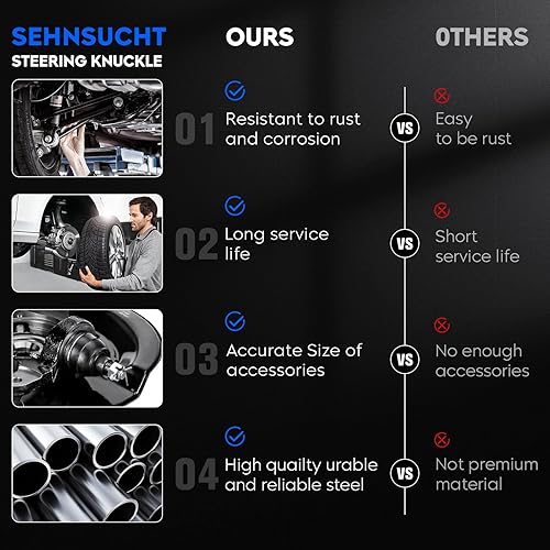 Miniatura 4 de Conjunto de cubo de cojinete de dirección y cojinete de rueda delantero derecho compatible con Honda Accord 2.4L Coupé o sedán 2003-2007, reemplazo