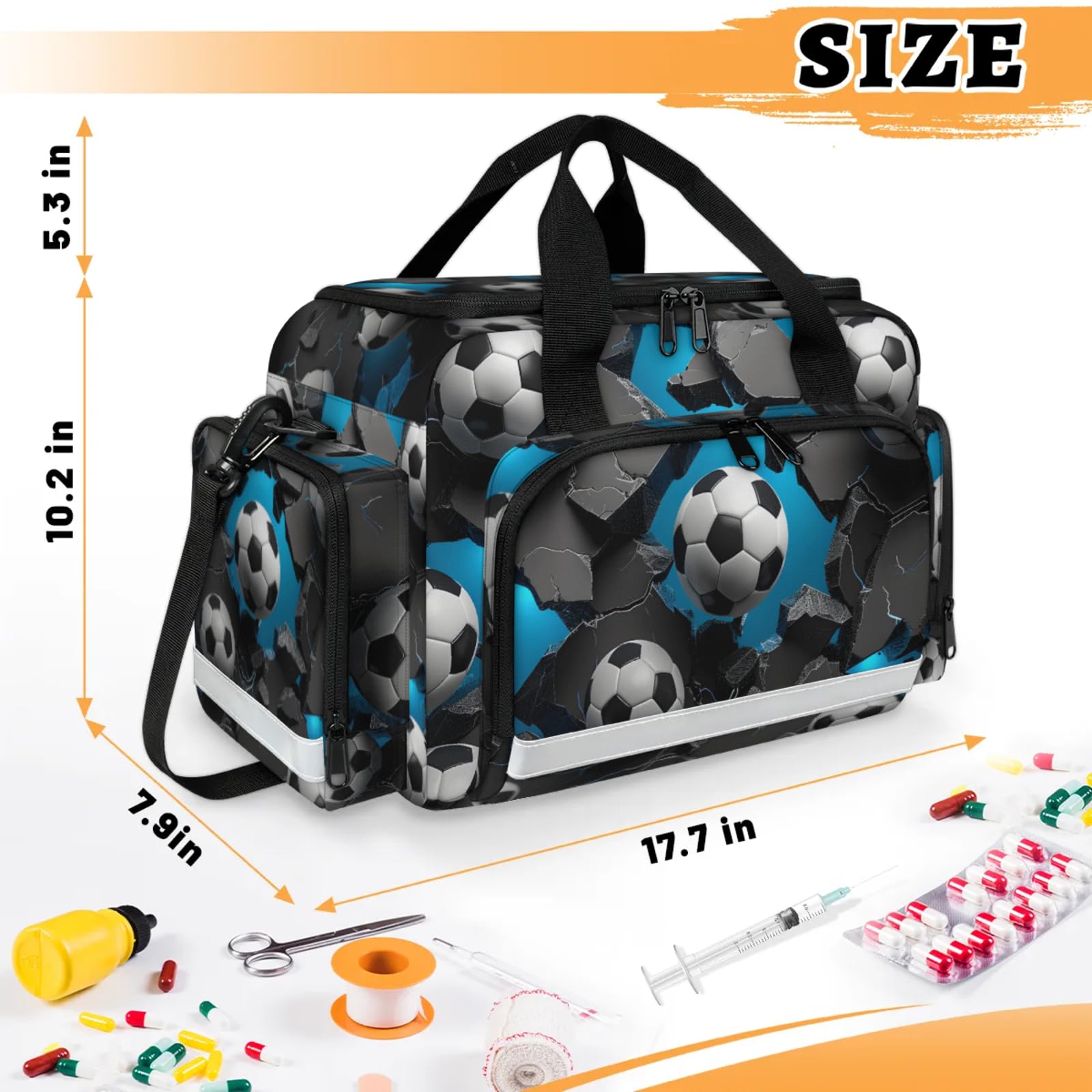 GzLeyigou First Aid Bags Empty, Lovely Football Emergency Bag First Aid Kit Multiple Compartment Kit Carrier On Call Trauma Bag For Paramedics Emergency Medical Supplies Kit