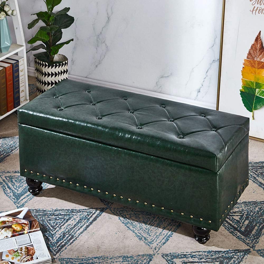 Coffre à couvertures gris L80 cm en similicuir avec rangement