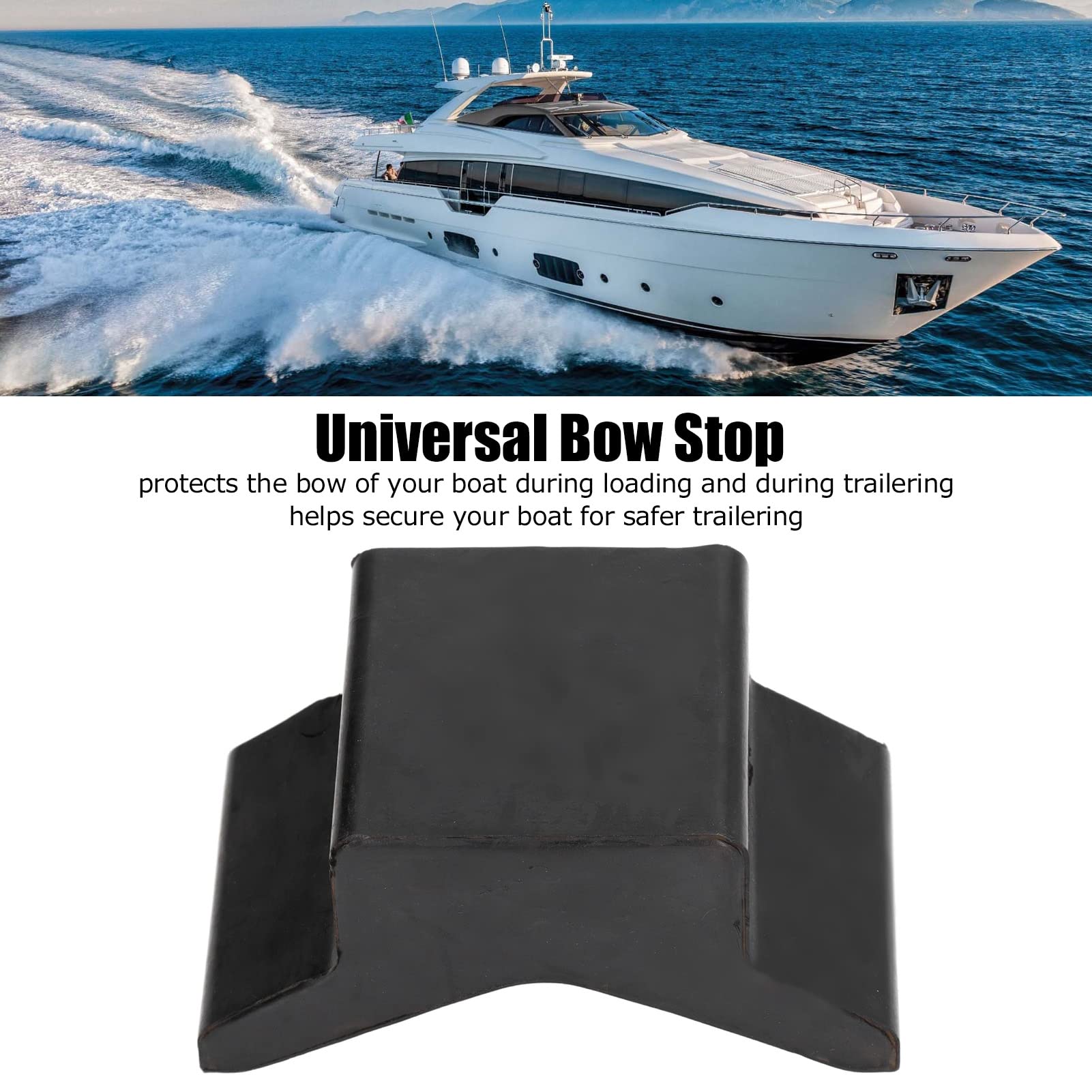 Boat Trailer Rollers and Brackets,4in Universal Black Rubber Bow Stop,Black Rubber Molded Y Bow Stop Boat Trailer Rubber Bow Stop Professional Boat V Block for Yachts Trailers