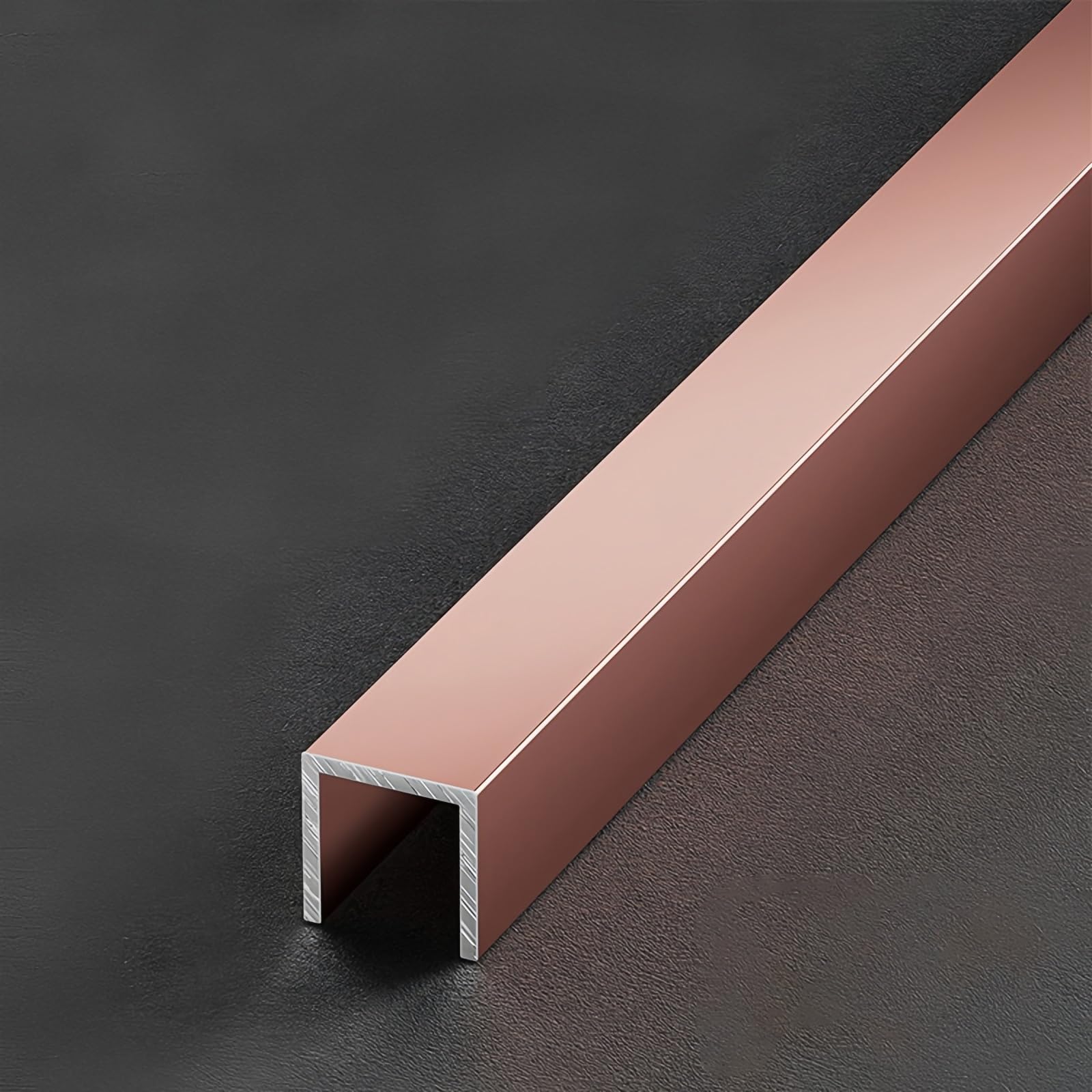 Coayuou Edge Trim 100cm* 3 Pcs Metal Edge Protector Aluminium Channel U Profile Perfect For Protecting And Decorating Edges Of Countertops, Shelves, And More Rust-Resistant(Rose gold,10 * 60mm)