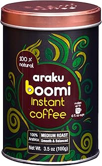 Boomi Premium Single Origin Instant Coffee Powder - Medium Roast, 100% Arabica, Mold & Mycotoxin Free, Low Acid - 3.5oz Tin (1 Pack)