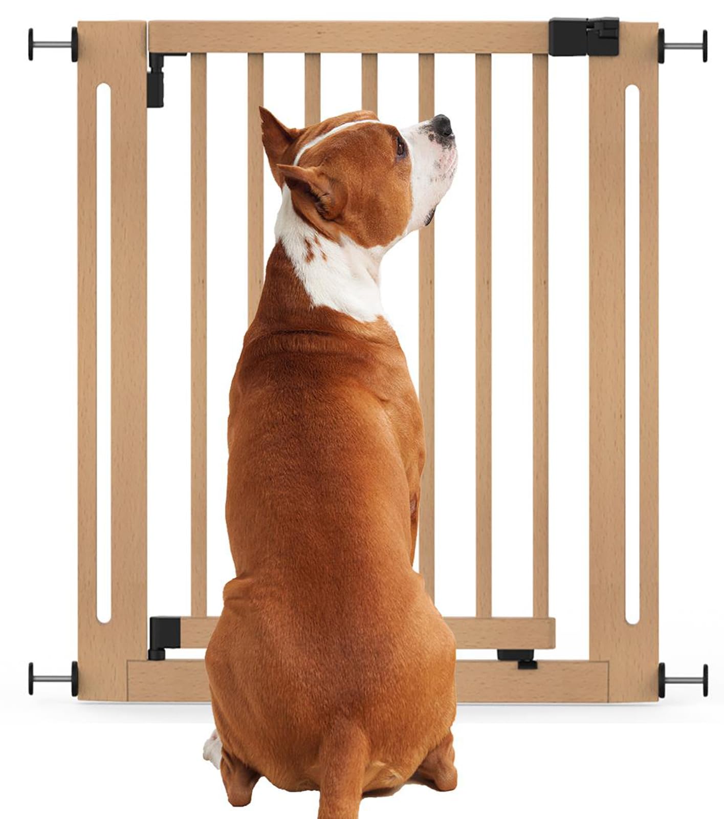 Bettacare Wooden Elegance Dog Gate, Natural, 79cm - 87cm, Pressure Fit Safety Gate, 57cm Extra Wide Doorway, One Piece Extra Wide Gate for Puppy, Dog and Pet, Stylish Design Easy Installation