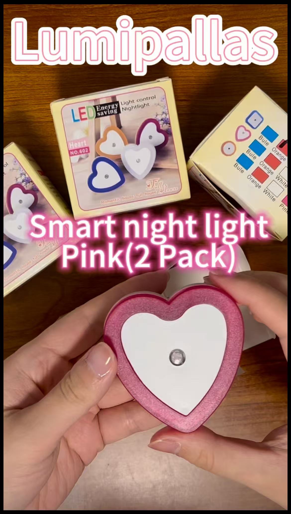 Image of LED Night Lights Plug in(2-Pack), Dusk to Dawn Sensor Auto-On /Off, Cute Nightlight Heart Shaped 0.5W for Bedroom, Bathroom, Kids Room, Nursery, Hallway (Pink)