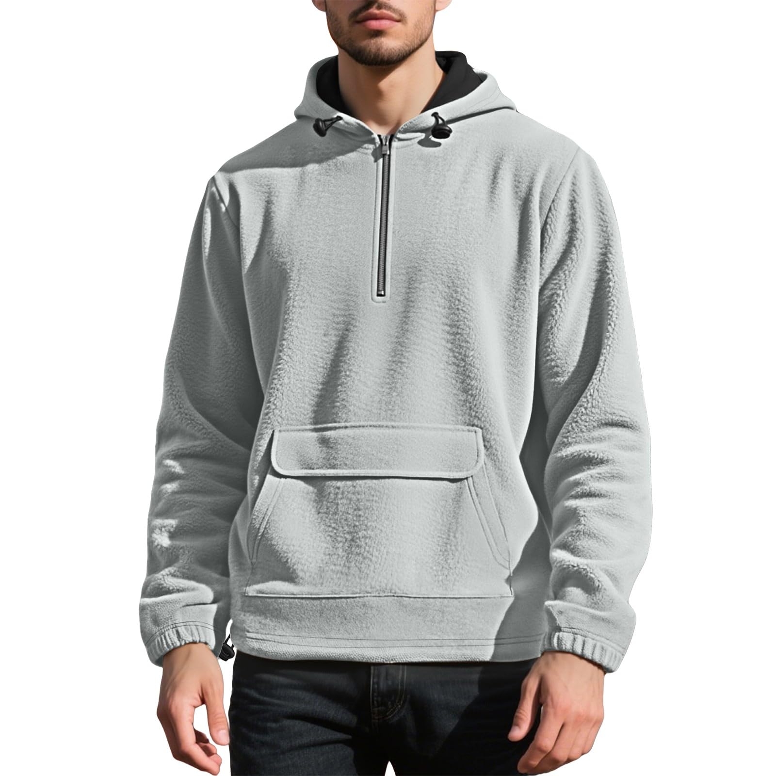 DENGJIAMY Sweat à capuche zippé pour homme | À porter au quotidien, promenades en automne, salon à la maison, salle de sport, trajet, couche d'automne, style urbain