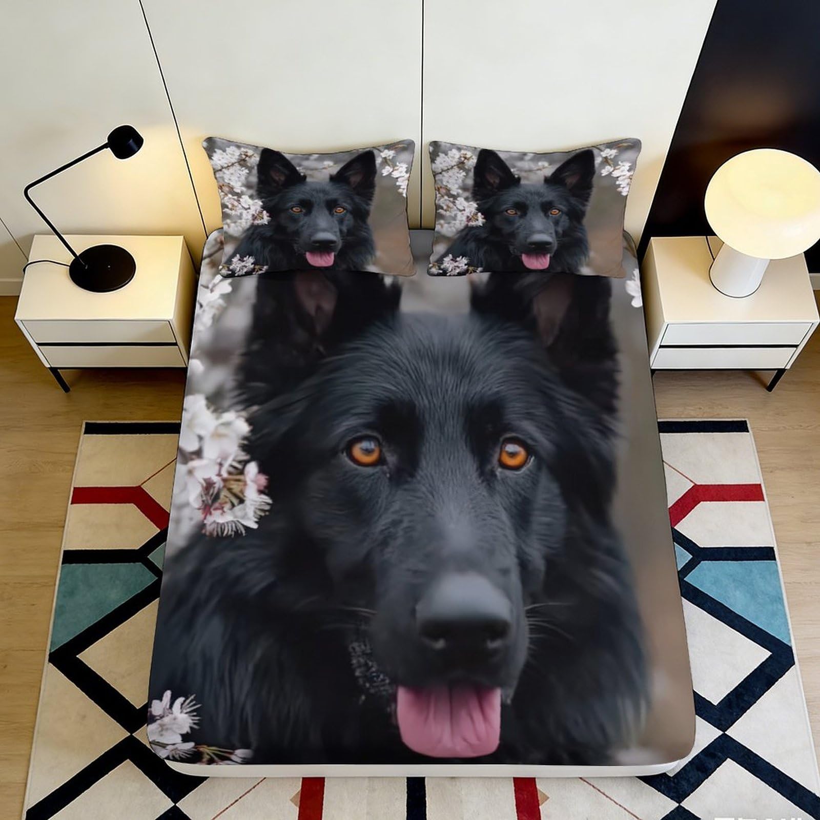 3D Printed Llama Pattern Fitted Sheet Deep Pocket Microfiber Full Wrap Non-Slip Bedroom Bedding Llama Mattress Fitted Cover for Adults 120x200x25cm