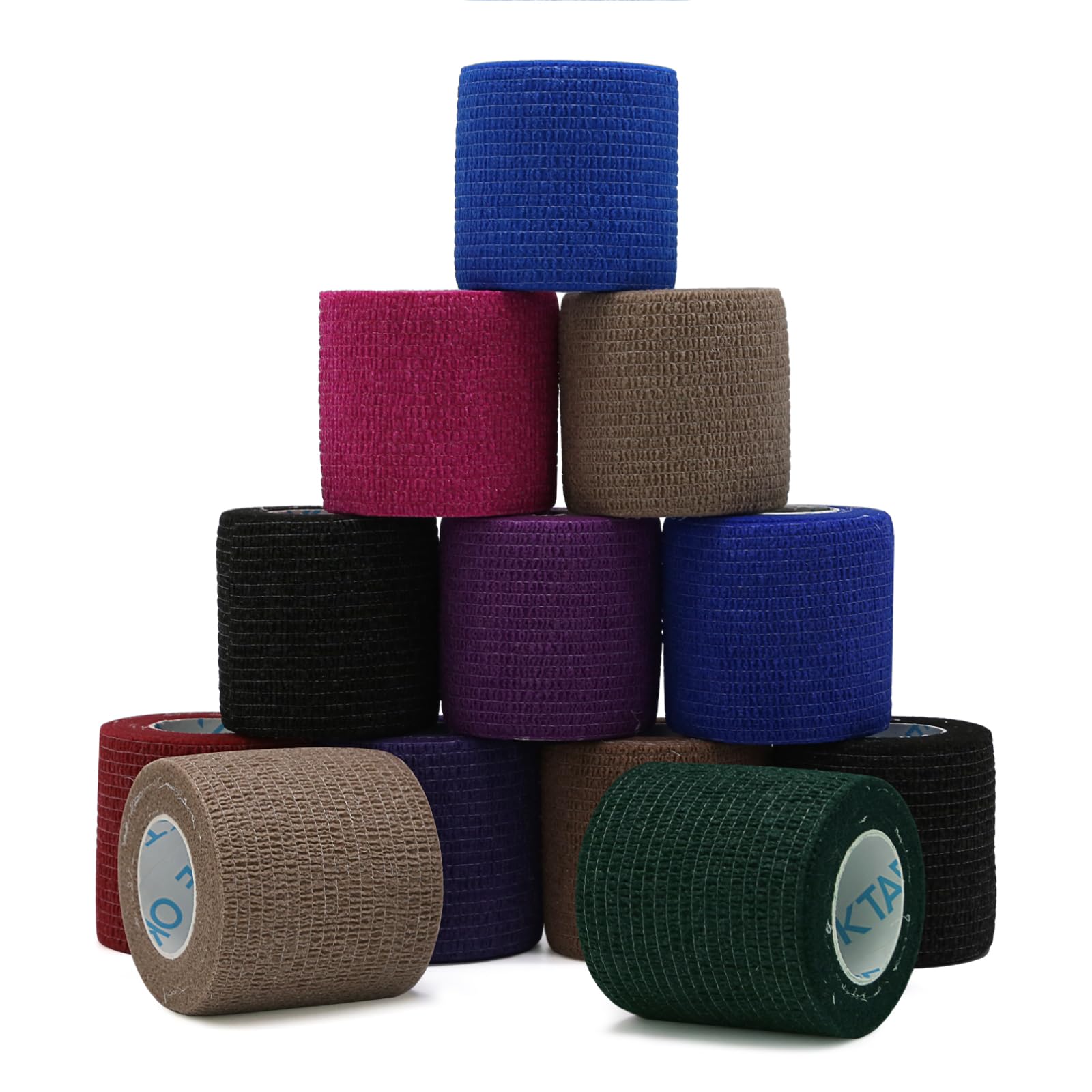 OK TAPE 12 Rolls Self Adhesive Bandage Wrap, Cohesive Elastic Athletic Tape