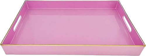 Henilosson Bandeja para servir con asas, bandeja decorativa moderna para mesa de café, bandeja rectangular de plástico para otomana, bandeja de