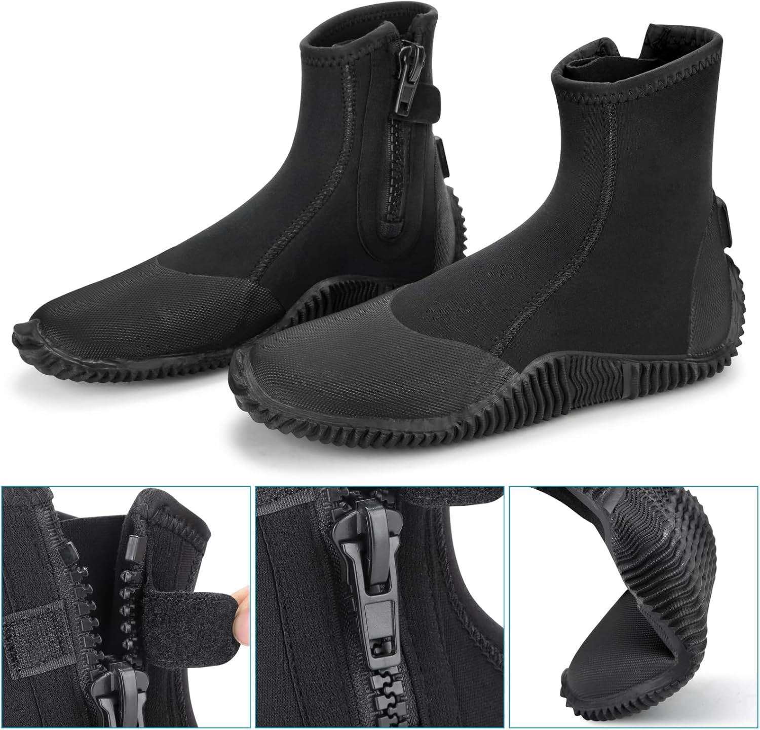 Dive Boots Men Women 5MM Neoprene Dive Surf Booties Anti-Slip Sole Wetsuit Booties Reinforced Toe & Heel