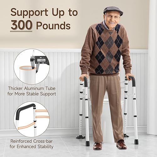 Miniatura 2 de WAYES Rieles de seguridad para inodoro, marco de inodoro desmontable ajustable para ancianos, personas mayores, discapacitados y discapacitados,