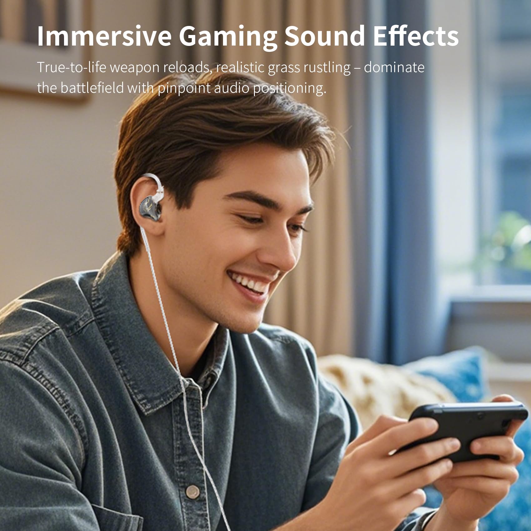 keephifi KBEAR Phoenix IEM, auricolari cablati USB C, doppio foglio di alluminio, doppio magnete DD da 10mm, cuffie DJ con diaframma in PET, monitor in-ear con bassi profondi per il gaming con