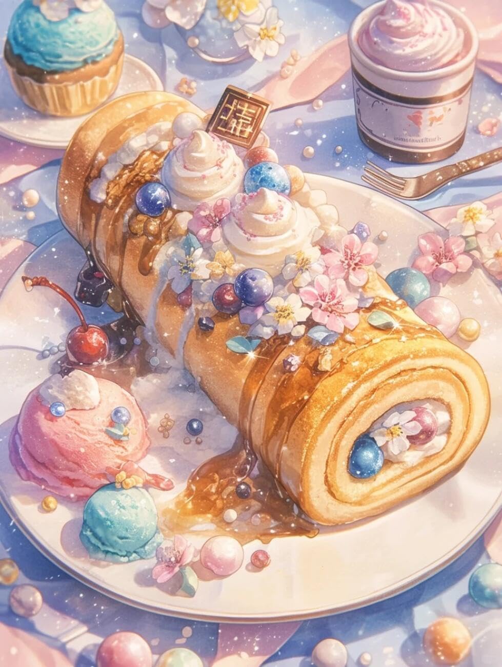 Rqwybcaxn Bead Embroidery Kits Cartoon Cake 40x50cm