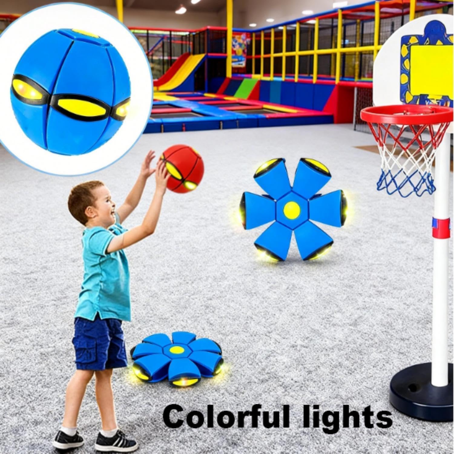 4Pack Magic Metaball Children's Bouncing Meta Ball, New Parent-Child Interaction Magic Flying Saucer, Dual Form Freely Switchable with 6 Light (Mix)