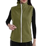 Sherpa Fleece Vest for Women Warm Sleeveless Vests Stand Collar Jacket Lightweight Zip Coats with Pockets Outerwear