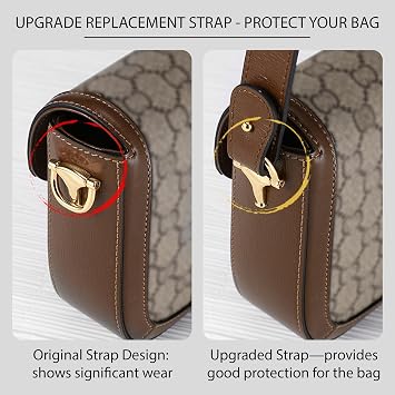 3-Length Adjustable Purse Replacement Crossbody Strap for Gucci Ophidia Bamboo Diana Bags, Genuine Leather Brown Shoulder Strap for Women Tote Handbags,75cm/85.5cm/106.5cm (29.5