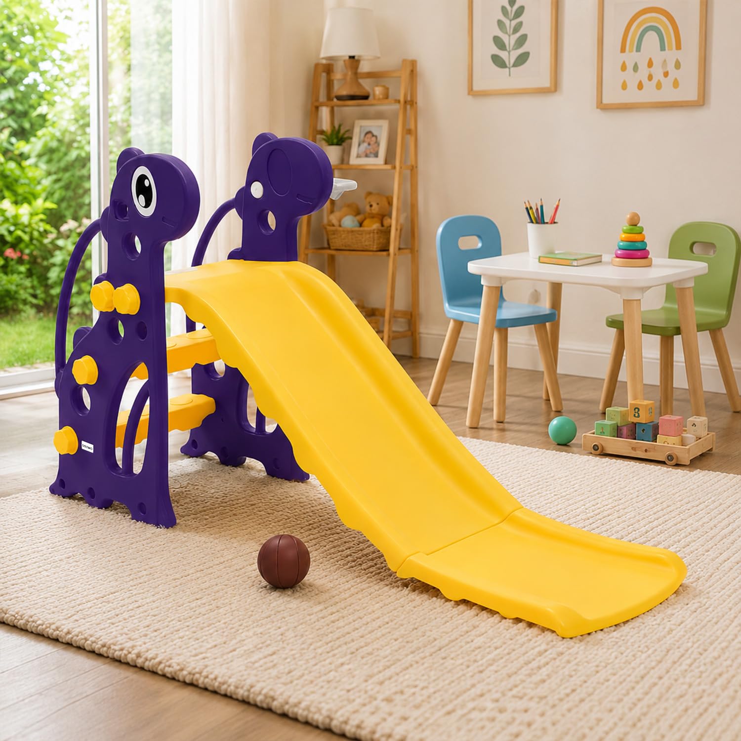 Amazon Brand - Solimo Kids Garden Super Slide | Safe and Fun | Indoor and Outdoor Toy for Boys and Girls 2 to 4 Years | Easy Assembly | Rounded Corners for Safety | Yellow & Purple, Multicolor-image-30